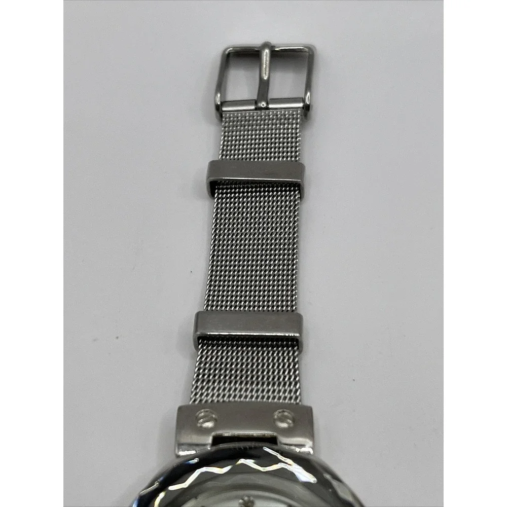 Women's Quartz Watch Silver Tone Mesh‎ Metal Band Diamond Accent- New Battery